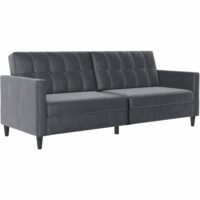Canapé-lit 3 places en velours anthracite-Velours-Gris-Dorel Home