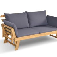 Canapé-lit de jardin extensible 2 places gris--Gris-Giantex