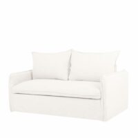Canapé lit en coton et lin 185x95cm déhoussable blanc-Lin-Blanc-Decowood