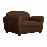 Canapé microfibre aspect cuir vieilli 2 places-Fibre-Marron-CAMIF