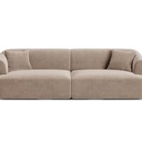 Canapé modulable 4 places en velours beige foncé-Velours-Beige-Cosmopolitan Design