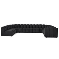 Canapé modulable 7 places angle gauche en tissu texturé noir-Tissu-Noir-Best Mobilier