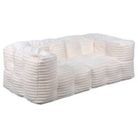 Canapé modulable fourrure côtelé 90x180 cm blanc--Blanc-Bananair