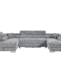 Canapé panoramique convertible gustaw u gris clair avec 2 coffres--Gris-KS Home Concept