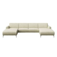 Canapé panoramique en polyester gris clair--Beige-Mesonica