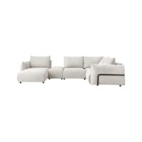 Canapé panoramique tissu méridienne gauche beige-Tissu-Beige-CAMIF