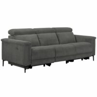 Canapé relax élec 3 places avec 2 relax en velours côtelé anthracite-Velours-Gris-Loft24