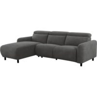 Canapé relax manuel 3 places méridienne G en velours côtelé anthracite-Velours-Gris-Loft24