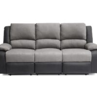 Canapé relaxation manuel 3 places microfibre / simili - gris / noir-Fibre-Gris-Usinestreet
