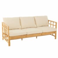 Canapé trois places en rotin avec coussins coton/lin/polyester/rotin-Lin-Beige-Jolipa