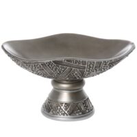 Centre de table en résine argentée et vieillie 17 cm-Résine-Argenté-Camacho