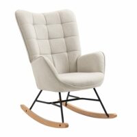 Chaise à bascule scandinave en tissu polyester beige-Tissu-Beige-Meubles Cosy