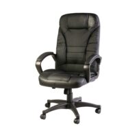 Chaise à roulettes en tissu noir-Tissu-Noir-Dmora