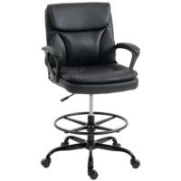 Chaise bureau ergonomique hauteur réglable revêtement synthétique noir--Noir-Homcom