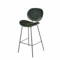 Chaise de bar en velours vert et acier noir H73-Maisons du Monde