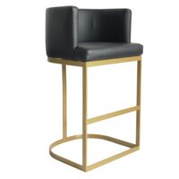 Chaise de bar simili p.u. Noir pieds or--Noir-Menzzo
