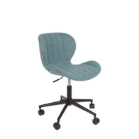 Chaise de bureau à roulettes en tissu bleu-Tissu-Bleu-Zuiver