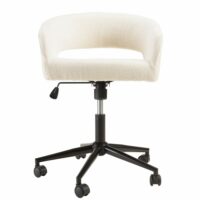 Chaise de bureau à roulettes en tissu écru dossier ouvert-Tissu-Beige-MACABANE