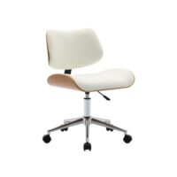 Chaise de bureau décor effet chêne simili cuir blanc-Chêne-Blanc-sweeek