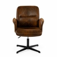 Chaise de bureau en suédine marron pivotante 360° réglable-Meubles Cosy