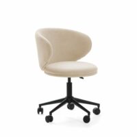 Chaise de bureau en tissu et métal - Beige-Métal-Beige-Drawer