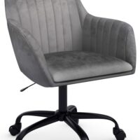 Chaise de bureau en velours gris-Velours-Gris-Loft24