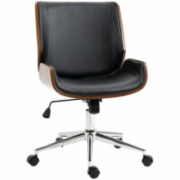 Chaise de bureau manager vintage bois acier chromé noir-Bois-Noir-Vinsetto