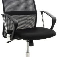 Chaise de bureau réglable pivotant en pvc und synthetik noir--Noir-CLP