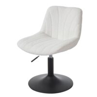Chaise de coiffeuse réglable tabouret avec dossier tissu peluche blanc-Tissu-Blanc-VASAGLE