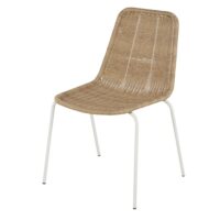 Chaise de jardin en résine recyclée imitation rotin et acier blanc-Résine-Blanc-Maisons du Monde