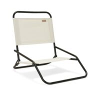 Chaise de plage pliable noir--Beige-Livoo