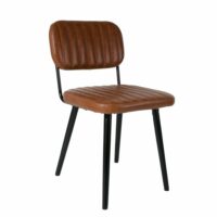 Chaise de repas en simili cuir brun--Marron-Mathi Design