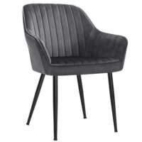 Chaise de salle à manger avec accoudoirs pieds en métal gris-Métal-Gris-SONGMICS