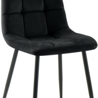 Chaise de salle à manger avec pieds en métal en samt noir-Métal-Noir-CLP