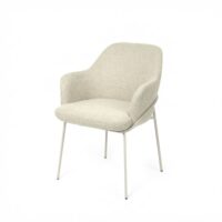 Chaise de salle à manger rembourrée beige avec pieds en métal-Métal-Beige-Koketto Home