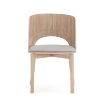 Chaise en bois assise rembourrée en tissu naturel-Tissu-Beige-TEULAT