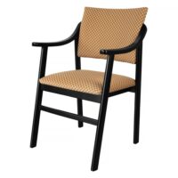 Chaise en bois noir et tissu à motif damier beige et brun-Tissu-Multicolore-RNT by Really Nice Things