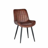 Chaise en cuir marron avec pieds en métal-Métal-Marron-GINER Y COLOMER