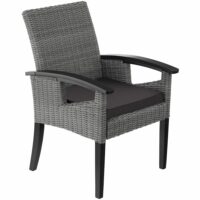 Chaise en rotin cadre solide en bois accoudoirs et pieds en bois gris-Bois-Gris-Tectake
