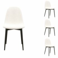 Chaise en tissu bouclette ecru (x4)-Tissu-Beige-Moloo