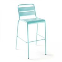 Chaise haute en métal turquoise-Métal-Bleu-Oviala