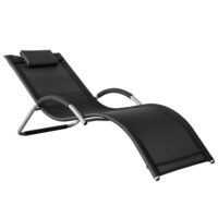 Chaise longue avec appui-tête noir--Noir-SoBuy