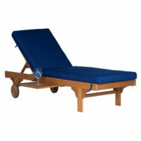 Chaise longue extérieure bois naturel/marine avec table d’appoint-Bois-Beige-Safavieh