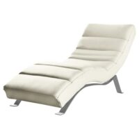 Chaise longue multipositions en cuir blanc cassé--Blanc-Venesetti