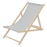 Chaise longue pliante chilienne bois et tissu gris 3 positions-Tissu-Argenté-ECD Germany