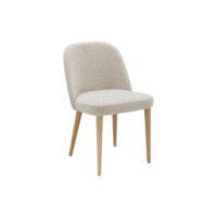 Chaise pieds bois et tissu bouclette beige-Tissu-Beige-CAMIF