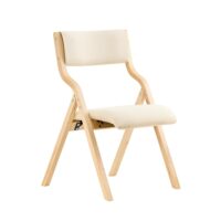 Chaise pliante avec assise rembourrée en bois blanc-Bois-Blanc-SoBuy