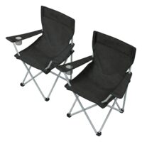 Chaises d'extérieur pliante lot de 2  avec accoudoirs noir--Noir-SONGMICS