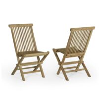 Chaises de jardin pliantes en teck massif  (lot de 2)-Teck-Marron-TECK Attitude