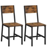 Chaises de salle à manger effet bois marron rustique-Bois-Marron-VASAGLE